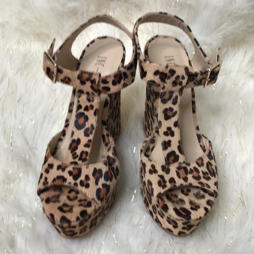 INC Faux Fur Animal Print platform